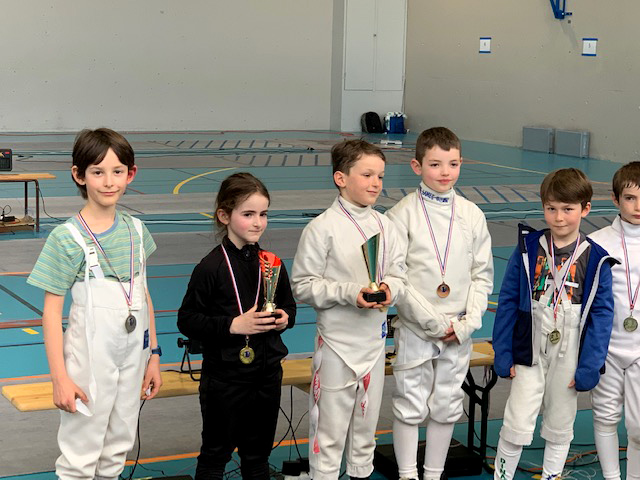 Podium M9 avec Pierre (1er), Adèle (1ere fille) et Gabriel (3e)