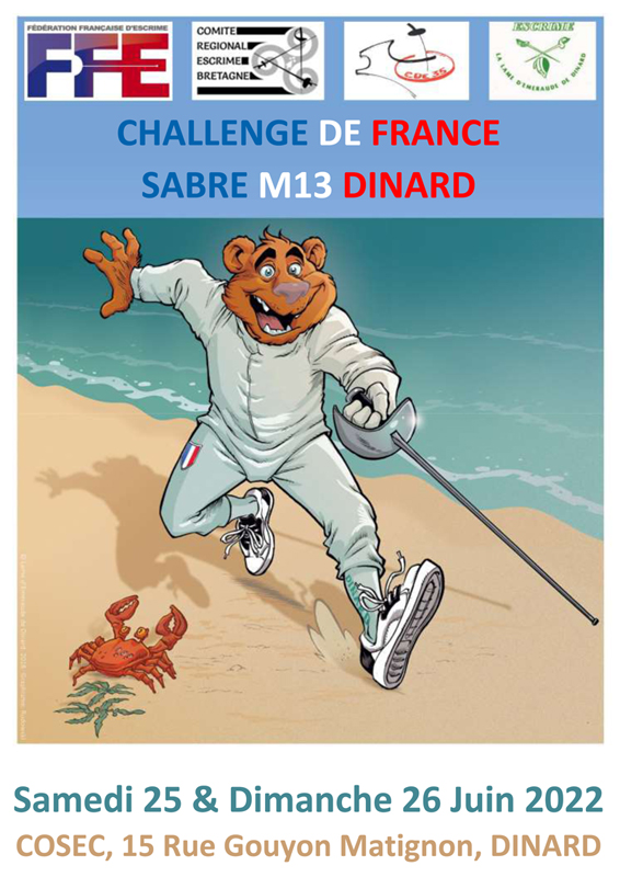 affiche du challenge de France sabre M13 2022 à Dinard